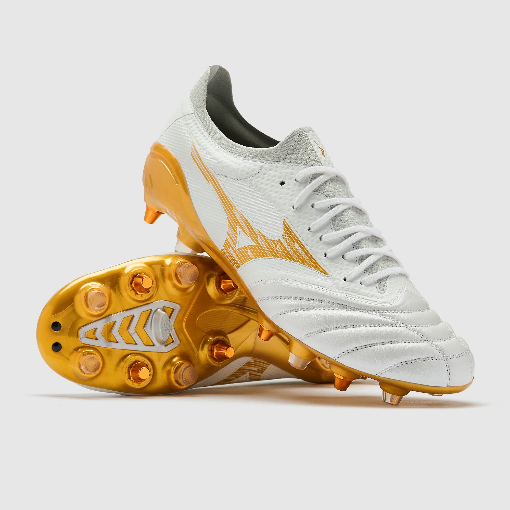 Mizuno Morelia Neo IV Beta Elite Mix SG - Blanc/Or MP/Gris Cool