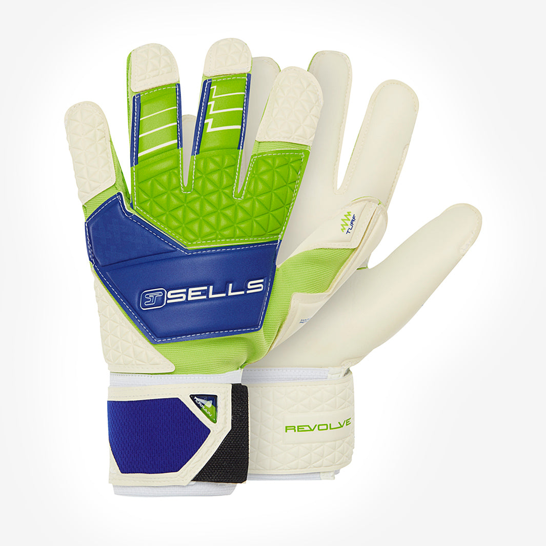 SELLS PRO REVOLVE TERRAIN HG 9号 Sells Revolve Terrain - Mens GK Gloves - Flat Palm - Navy/Lime